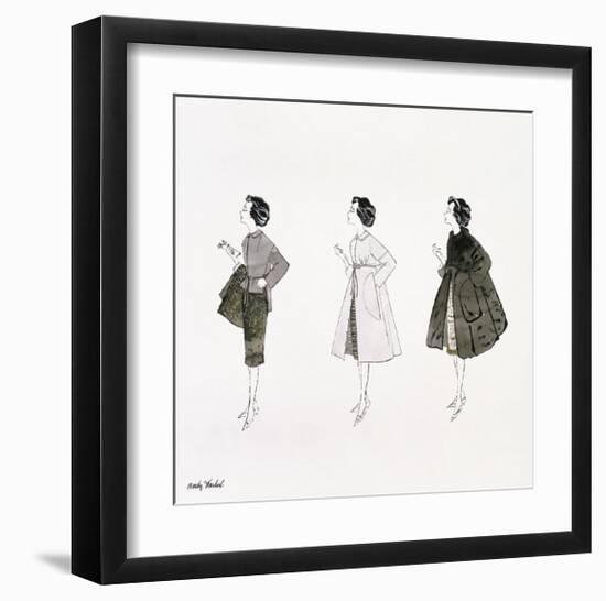 Three Female Fashion Figures, c. 1959-Andy Warhol-Framed Giclee Print