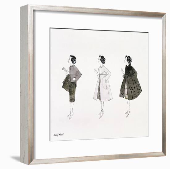 Three Female Fashion Figures, c. 1959-Andy Warhol-Framed Giclee Print