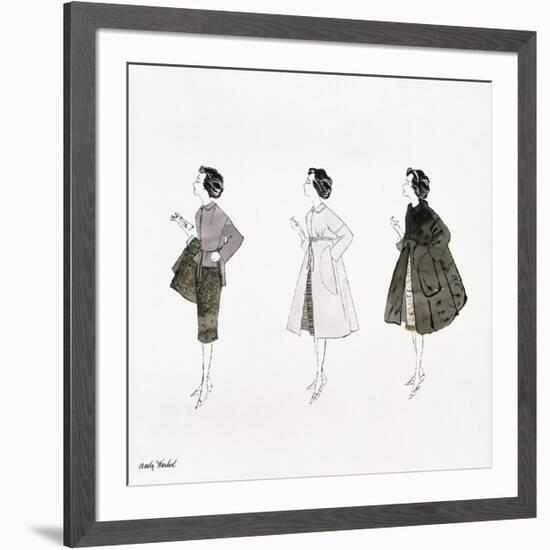 Three Female Fashion Figures, c. 1959-Andy Warhol-Framed Giclee Print