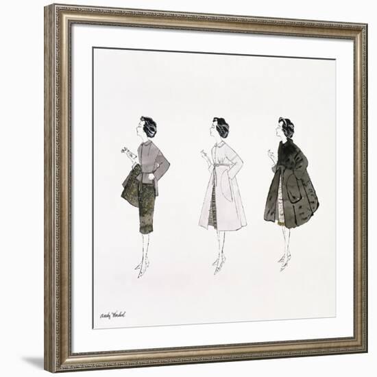 Three Female Fashion Figures, c. 1959-Andy Warhol-Framed Giclee Print