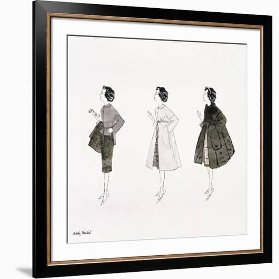 Three Female Fashion Figures, c. 1959-Andy Warhol-Framed Giclee Print