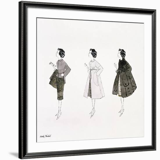 Three Female Fashion Figures, c. 1959-Andy Warhol-Framed Giclee Print