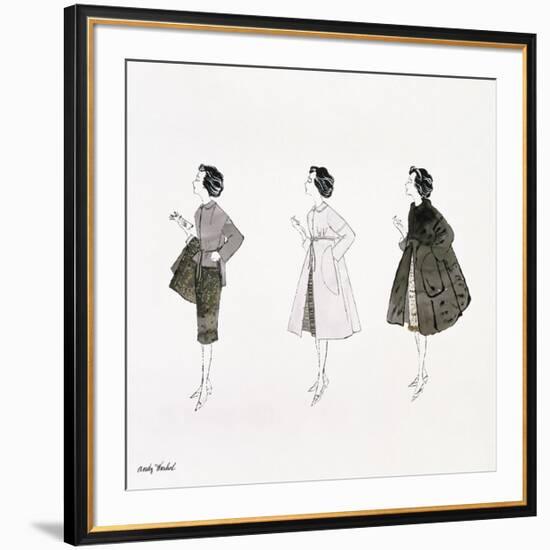 Three Female Fashion Figures, c. 1959-Andy Warhol-Framed Giclee Print