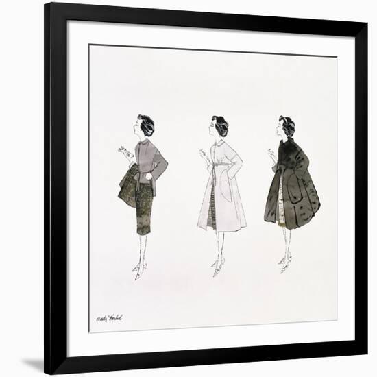 Three Female Fashion Figures, c. 1959-Andy Warhol-Framed Giclee Print