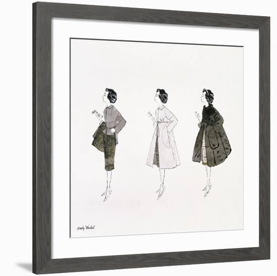 Three Female Fashion Figures, c. 1959-Andy Warhol-Framed Giclee Print