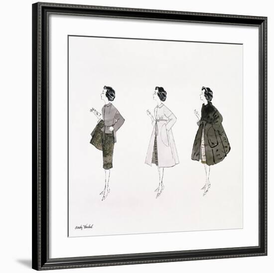 Three Female Fashion Figures, c. 1959-Andy Warhol-Framed Giclee Print