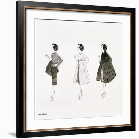 Three Female Fashion Figures, c. 1959-Andy Warhol-Framed Giclee Print