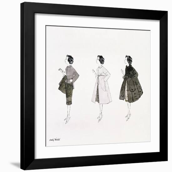 Three Female Fashion Figures, c. 1959-Andy Warhol-Framed Giclee Print