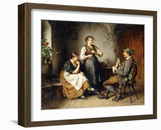 Three Figures in an Interior (Oil on Canvas)-Heinrich Hirt-Framed Giclee Print