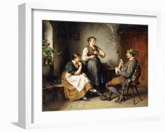 Three Figures in an Interior (Oil on Canvas)-Heinrich Hirt-Framed Giclee Print