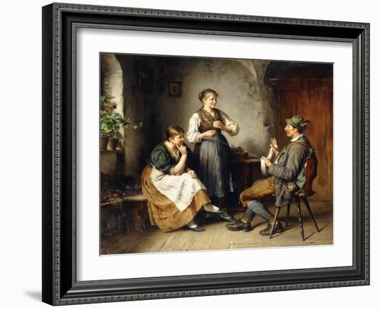 Three Figures in an Interior (Oil on Canvas)-Heinrich Hirt-Framed Giclee Print