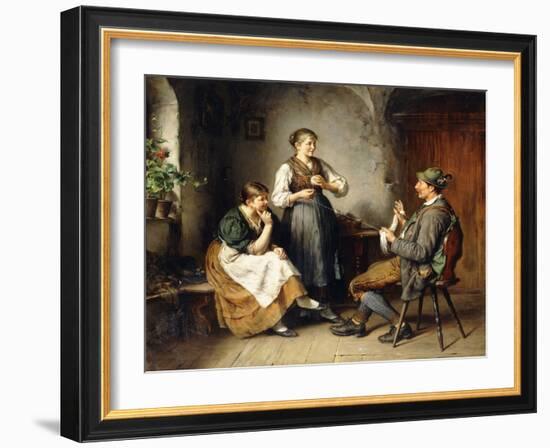 Three Figures in an Interior (Oil on Canvas)-Heinrich Hirt-Framed Giclee Print