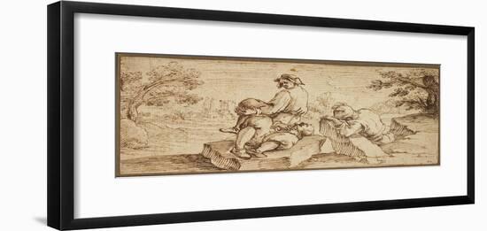 Three Figures Resting in a Landscape-Ercole Bazzicaluva-Framed Giclee Print