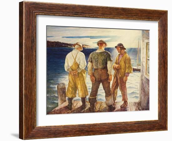 Three Fishermen, 1938 (Oil on Panel)-Newell Convers Wyeth-Framed Giclee Print