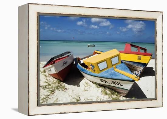 Three Fishing Boats Aruba-George Oze-Framed Premier Image Canvas