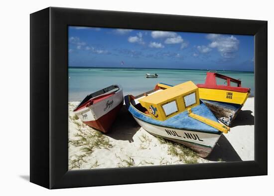 Three Fishing Boats Aruba-George Oze-Framed Premier Image Canvas
