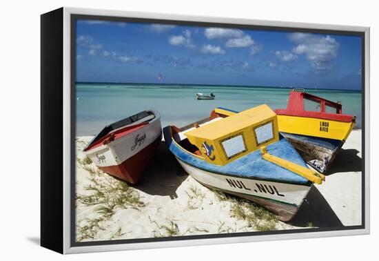 Three Fishing Boats Aruba-George Oze-Framed Premier Image Canvas