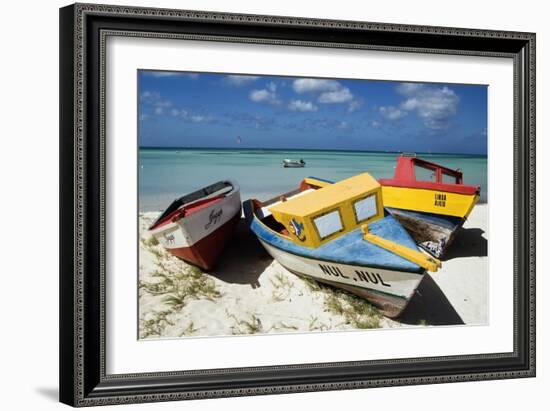 Three Fishing Boats Aruba-George Oze-Framed Photographic Print