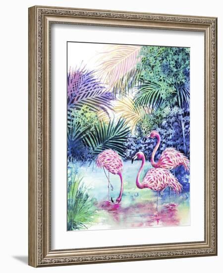 Three Flamingos-Michelle Faber-Framed Giclee Print