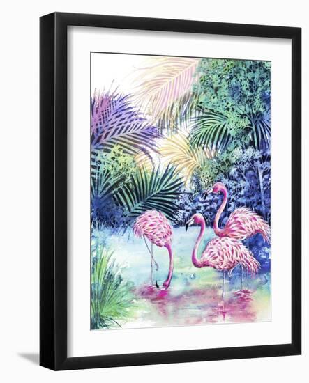 Three Flamingos-Michelle Faber-Framed Giclee Print