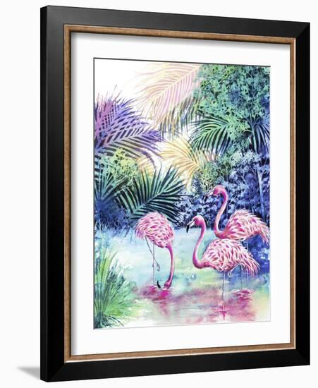 Three Flamingos-Michelle Faber-Framed Giclee Print