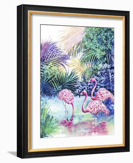 Three Flamingos-Michelle Faber-Framed Giclee Print