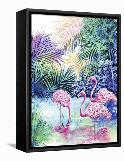 Three Flamingos-Michelle Faber-Framed Premier Image Canvas