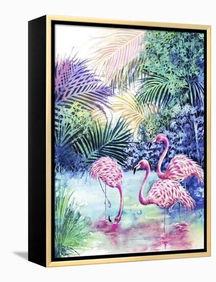 Three Flamingos-Michelle Faber-Framed Premier Image Canvas