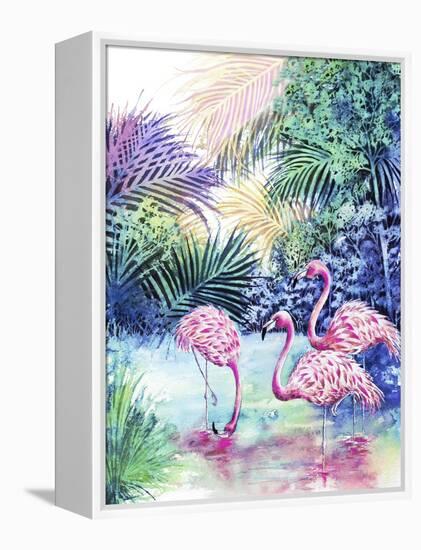 Three Flamingos-Michelle Faber-Framed Premier Image Canvas