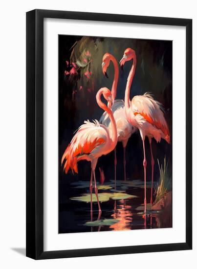 Three Flamingos-Vivienne Dupont-Framed Art Print