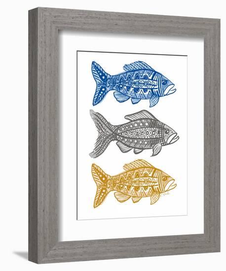 Three Folk Art Fish-Kerstin Stock-Framed Art Print