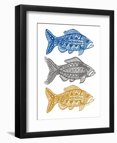 Three Folk Art Fish-Kerstin Stock-Framed Art Print