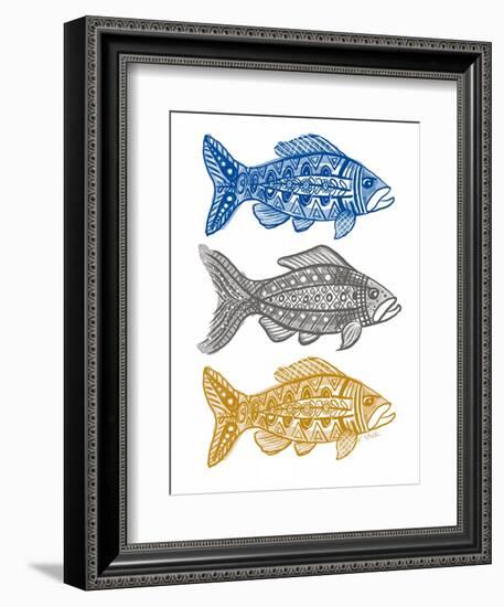 Three Folk Art Fish-Kerstin Stock-Framed Art Print