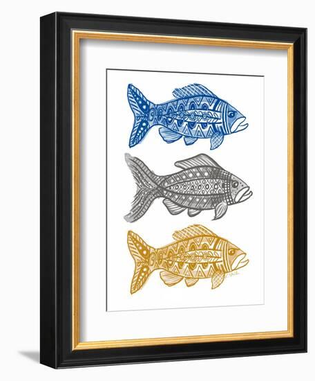 Three Folk Art Fish-Kerstin Stock-Framed Art Print