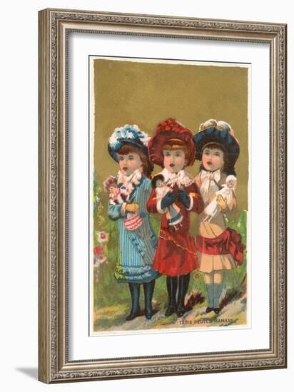 Three French Girls with Dolls-null-Framed Art Print