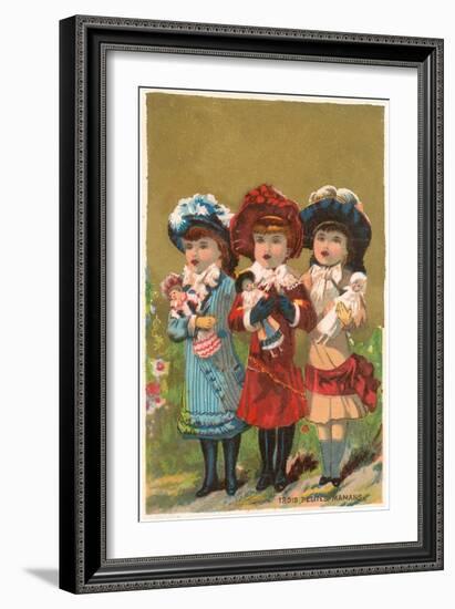 Three French Girls with Dolls-null-Framed Art Print