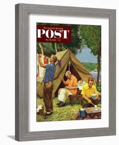 "Three Generations Camping" Saturday Evening Post Cover, May 30, 1953-Mead Schaeffer-Framed Giclee Print