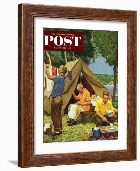 "Three Generations Camping" Saturday Evening Post Cover, May 30, 1953-Mead Schaeffer-Framed Giclee Print