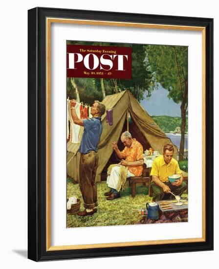 "Three Generations Camping" Saturday Evening Post Cover, May 30, 1953-Mead Schaeffer-Framed Giclee Print