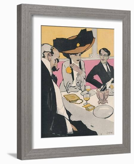 Three German Diners 1910-J. Gose-Framed Art Print