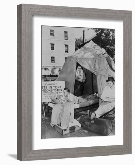 Three Gi Students at the University of Wisconsin Living in a Tent-null-Framed Photo