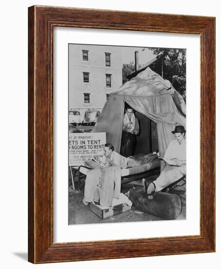 Three Gi Students at the University of Wisconsin Living in a Tent-null-Framed Photo