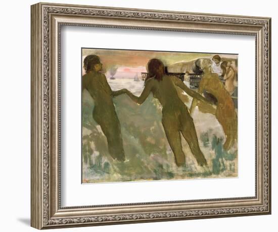 Three Girls Bathing-Edgar Degas-Framed Giclee Print