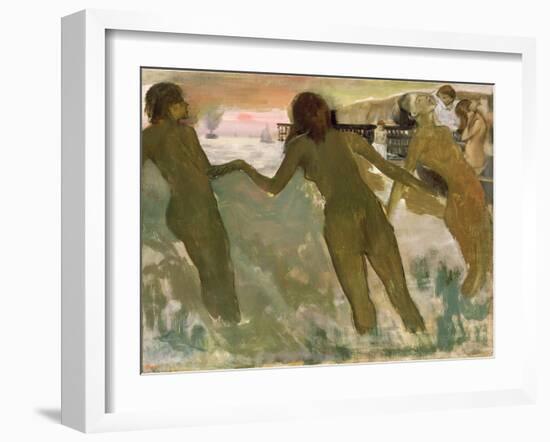 Three Girls Bathing-Edgar Degas-Framed Giclee Print