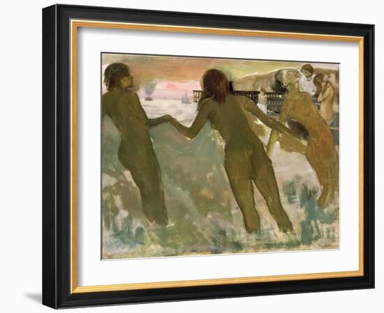 Three Girls Bathing-Edgar Degas-Framed Giclee Print