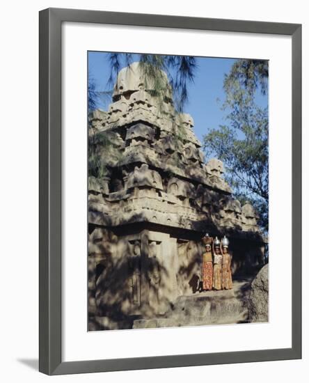 Three Girls Carrying Water Pots, Mahabalipuram (Mamallapuram), Tamil Nadu, India-Sybil Sassoon-Framed Photographic Print