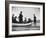 Three Girls Competing in a Swimming Match sit in boat before the meet at Coney Island, Brooklyn, NY-Wallace G^ Levison-Framed Photographic Print