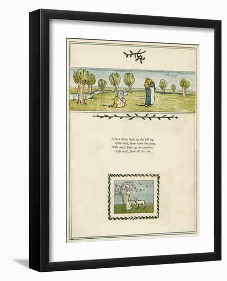 Three Girls in a Landscape-Kate Greenaway-Framed Art Print