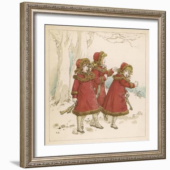 Three Girls in Snow 1900-Kate Greenaway-Framed Art Print