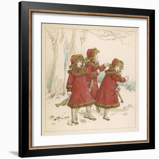 Three Girls in Snow 1900-Kate Greenaway-Framed Art Print